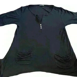 Kim & Cami Black loose fitting 3/4 sleeve Top Size 1X​